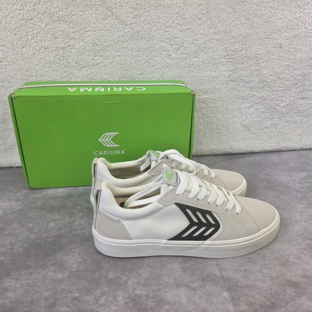 Cariuma Catiba Pro Skate Mens 9 Womens 10.5 Vintage White Suede Canvas Sneakers